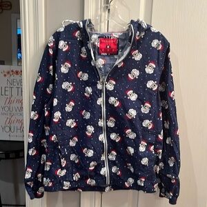 Denim & Flower holiday zip up jacket with  Santa. Size medium